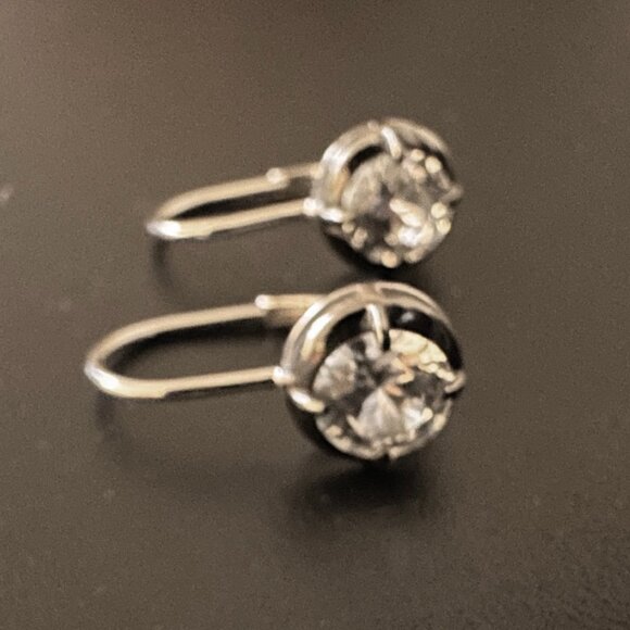 DORSEY LUCIEN WHITE SAPPHIRE LEVERBACK EARRINGS - SILVER - Picture 4 of 4